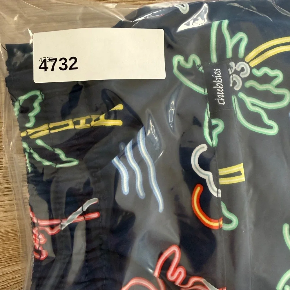 Chubbies Swim Trunks Men S Navy Neon Tropical Flamingo 5.5